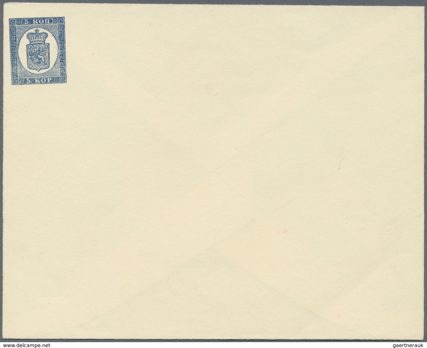 Finnland - Ganzsachen: 1860, 5 Kop. Blue Postal Stationery Cover Unused, On Reverse Flap-postmark 10 - Ganzsachen