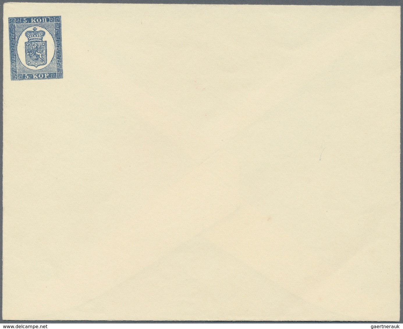 Finnland - Ganzsachen: 1860, 5 Kop. Blue Postal Stationery Cover Unused, On Reverse Flap-postmark 10 - Postal Stationery