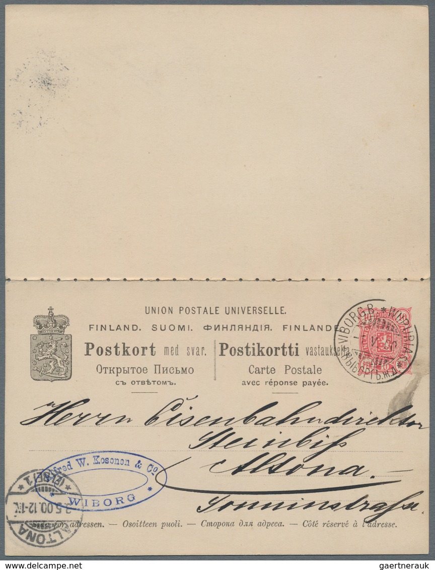 Finnland - Ganzsachen: 1886-1917 Three Postal Stationery Cards And One Picture Postcard, With 1) P/s - Postwaardestukken