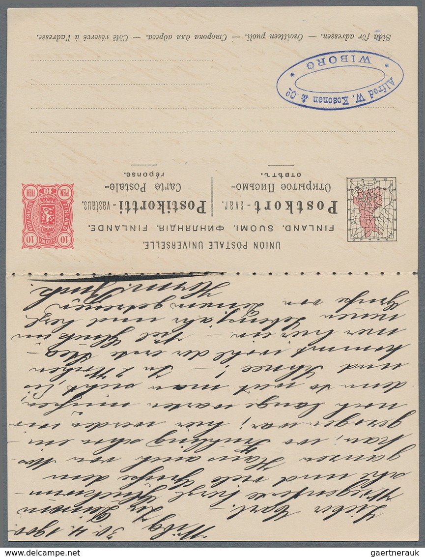 Finnland - Ganzsachen: 1886-1917 Three postal stationery cards and one picture postcard, with 1) p/s