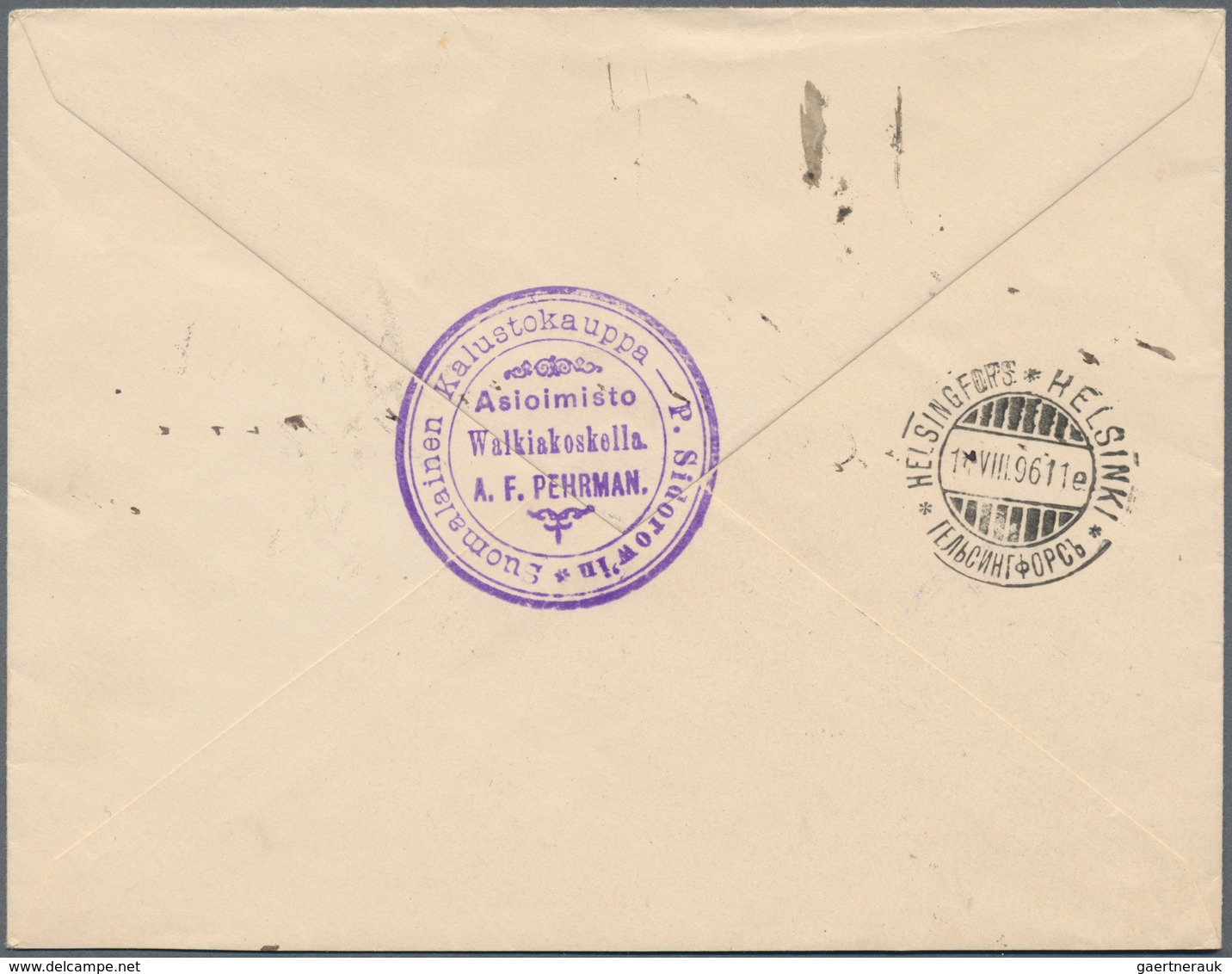 Finnland - Ganzsachen: 1896, 25 P Blue Postal Stationery Cover With Additional Franking 10 P Red Pai - Postwaardestukken