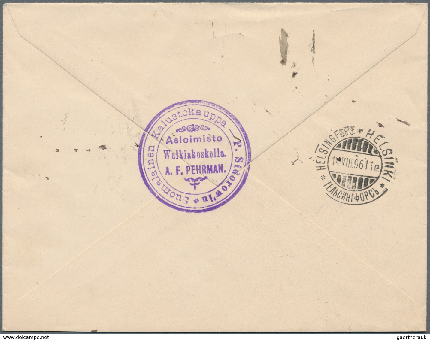 Finnland - Ganzsachen: 1896, 25 P Blue Postal Stationery Cover With Additional Franking 10 P Red Pai - Postal Stationery