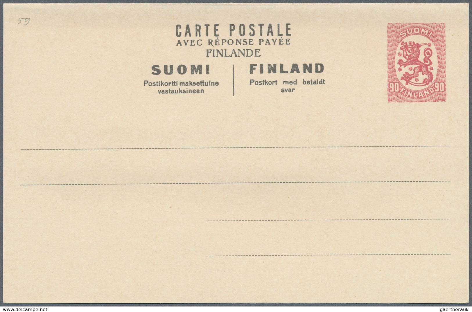 Finnland - Ganzsachen: 1921, 60 P Lilac Single Postal Stationery Card And Double Psc + Likewise 90 P - Postwaardestukken