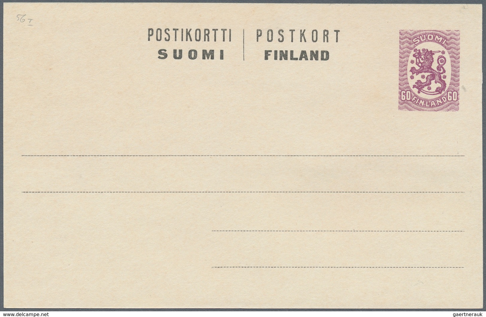 Finnland - Ganzsachen: 1921, 60 P lilac single postal stationery card and double psc + likewise 90 P