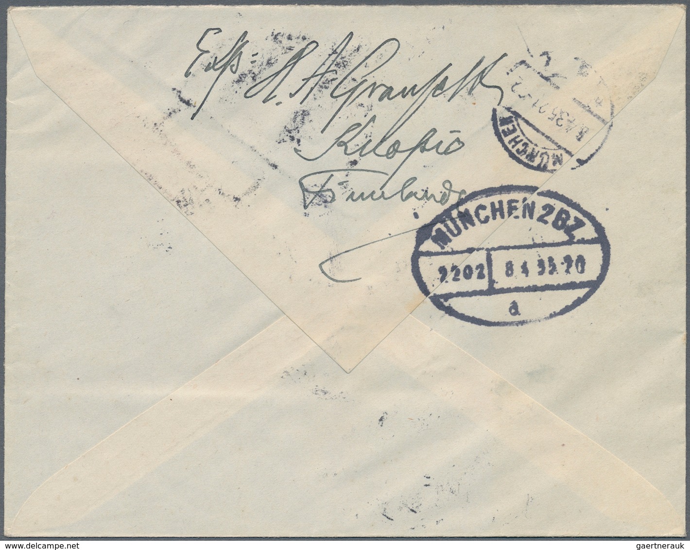 Finnland - Ganzsachen: 1935, 2 M + 50 P Lilac Postal Stationery Cover With Blue Lining Inside And Li - Postal Stationery