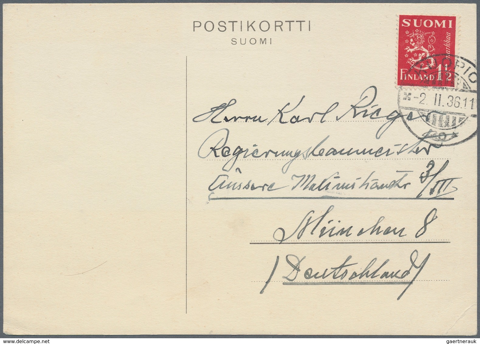 Finnland - Besonderheiten: 1930/1940, 3 Postcards With 1 1/2 M Red Single Franking On Formular Postc - Sonstige & Ohne Zuordnung