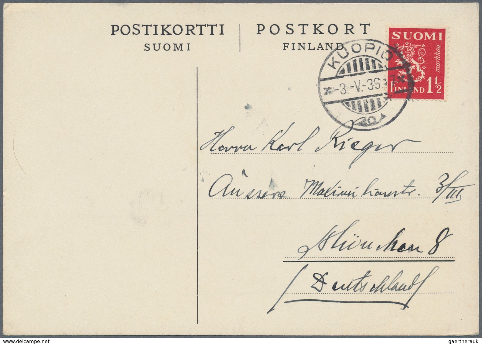 Finnland - Besonderheiten: 1930/1940, 3 Postcards With 1 1/2 M Red Single Franking On Formular Postc - Other & Unclassified