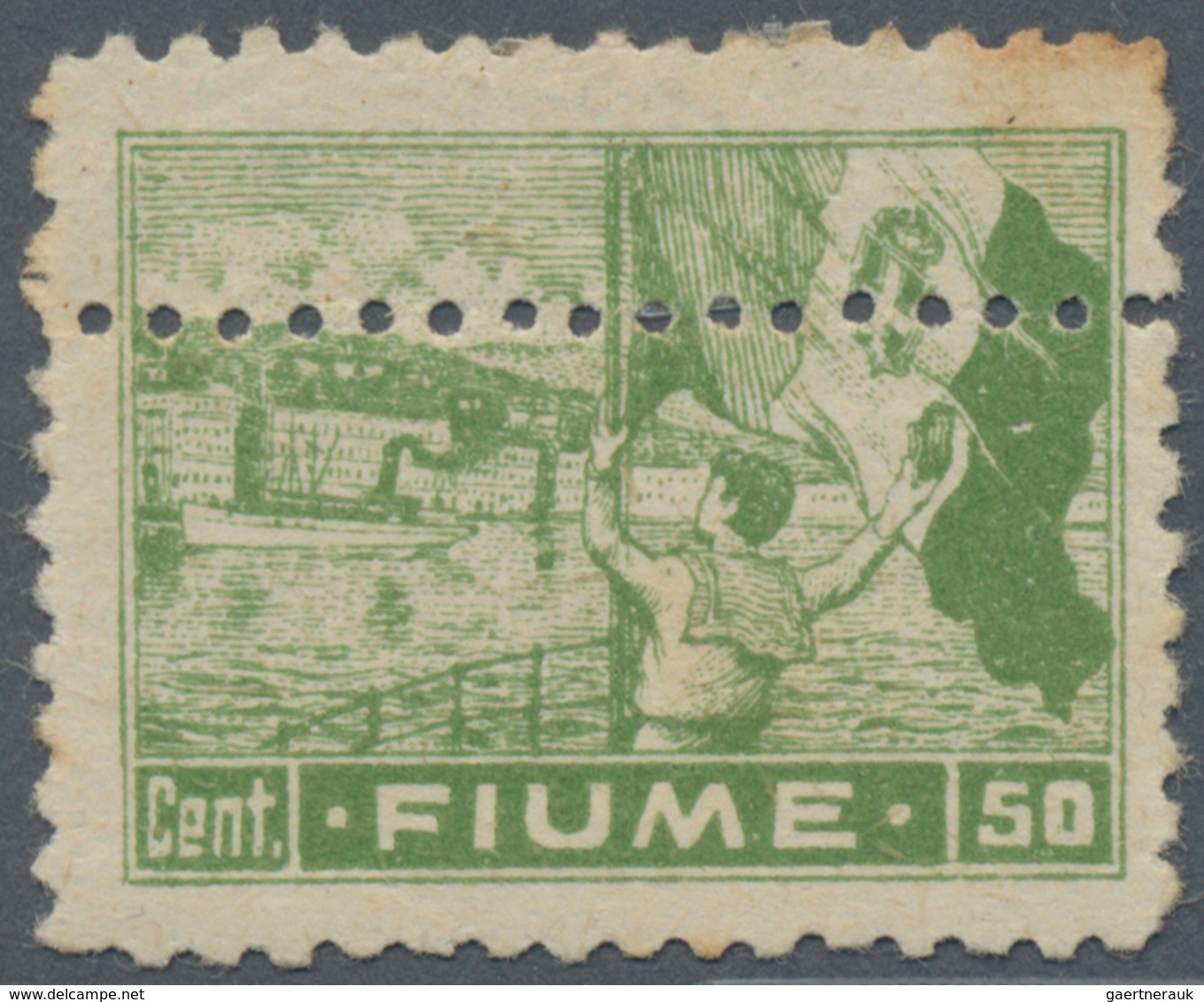 Fiume: 1919. 50 C Green, Perforated 10 1/2, With Additional Horizontal Perforation, Mint, Slight Ton - Fiume