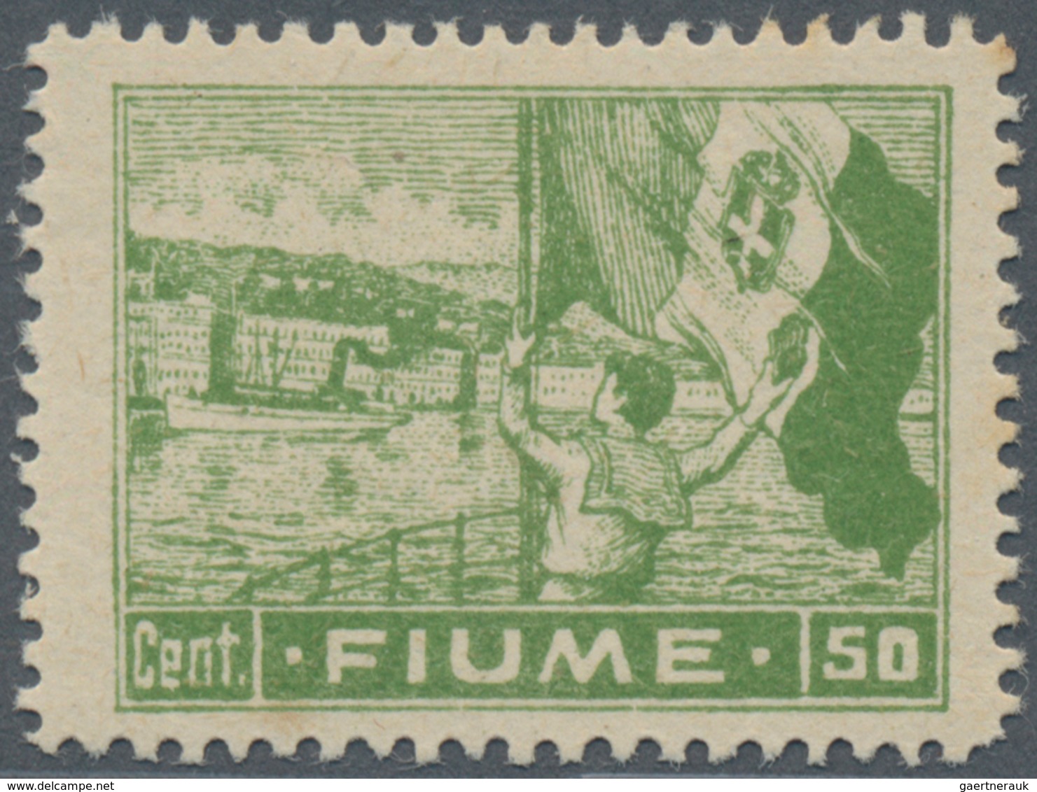 Fiume: 1919, 50 C Green On "C" Paper, With The Not Catalogued Perforation 12 1/2 X 13, Mint (one Bro - Fiume