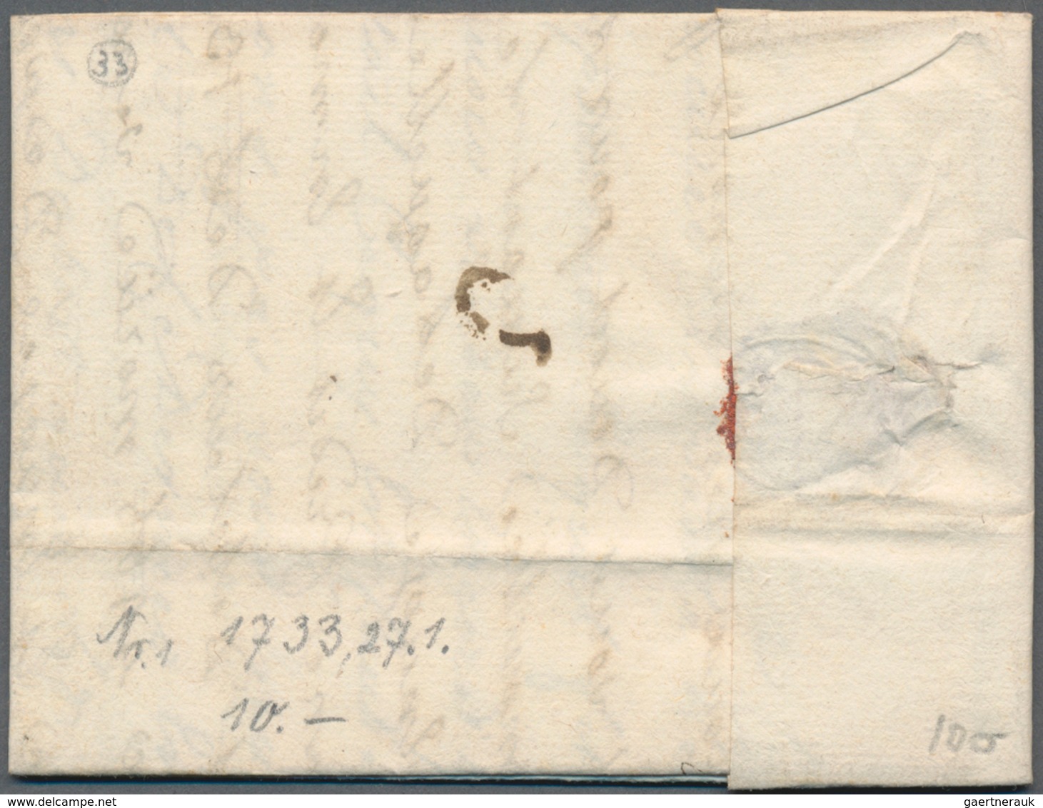 Frankreich - Vorphilatelie: 1733, "AGDE" On-liner And Handwritten "Dagde" And Tax "6" On Complete Fo - 1792-1815: Départements Conquis