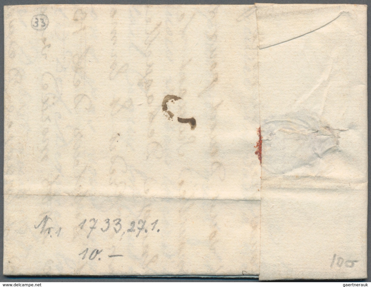 Frankreich - Vorphilatelie: 1733, "AGDE" On-liner And Handwritten "Dagde" And Tax "6" On Complete Fo - 1792-1815: Conquered Departments