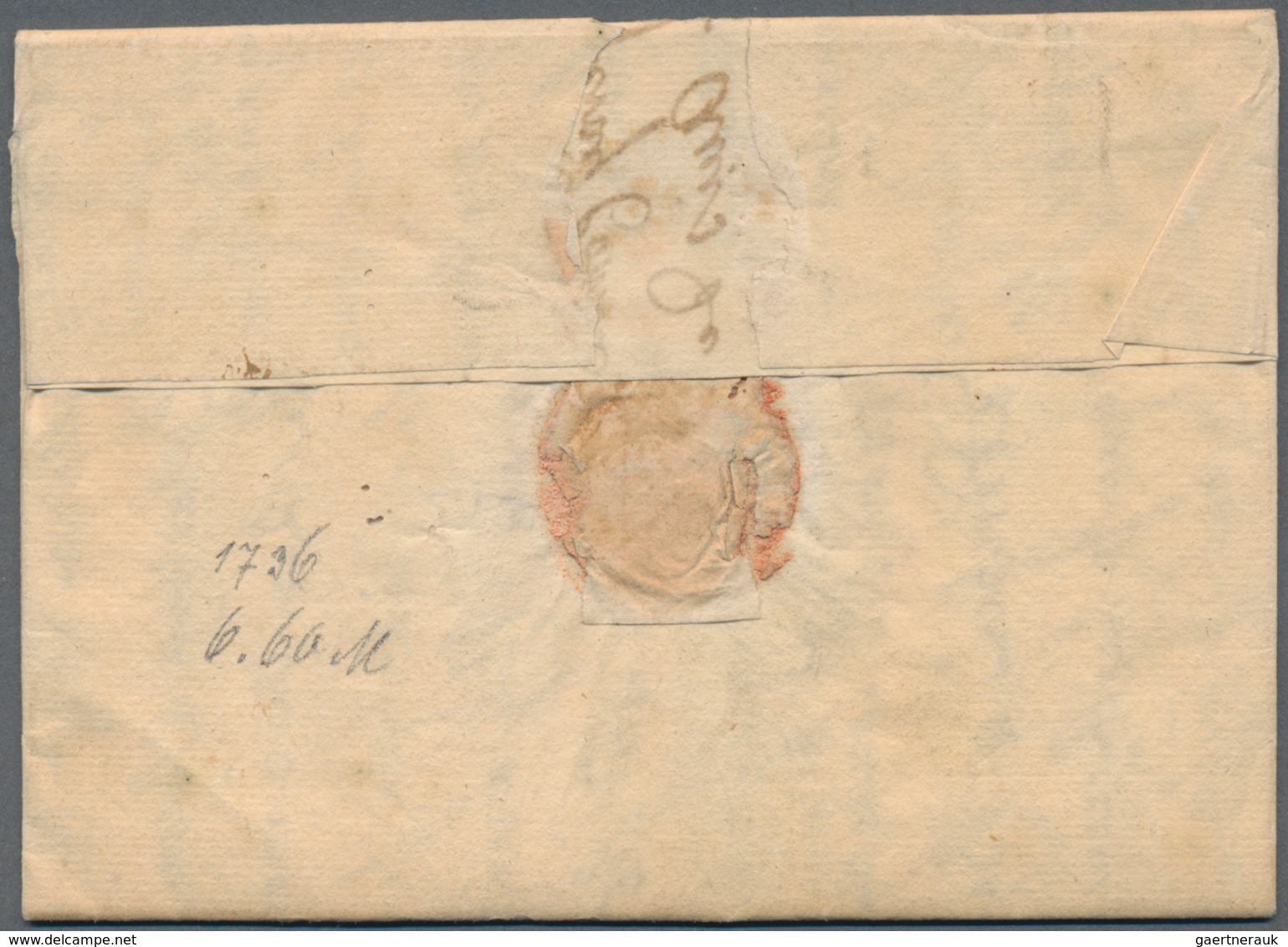 Frankreich - Vorphilatelie: 1736, "VALEN NE" (= Valencienes) One-liner And Handwritten Tax "4" On Co - 1792-1815: Veroverde Departementen