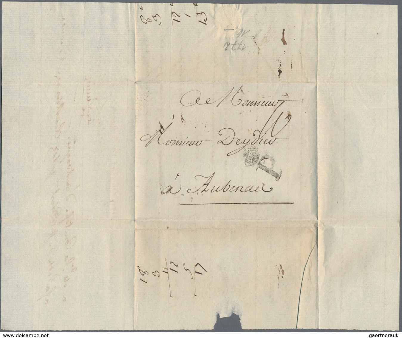 Frankreich - Vorphilatelie: 1772, "P With Crown" Handstamp On Complete Little Folded Letter From Par - 1792-1815: Conquered Departments