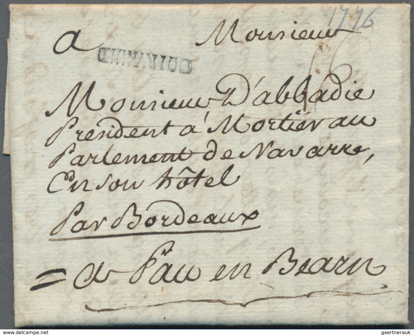 Frankreich - Vorphilatelie: 1776, "COIRVALUID" One-liner (not Listed) On Folded Letter To St. Loup - 1792-1815: Dipartimenti Conquistati