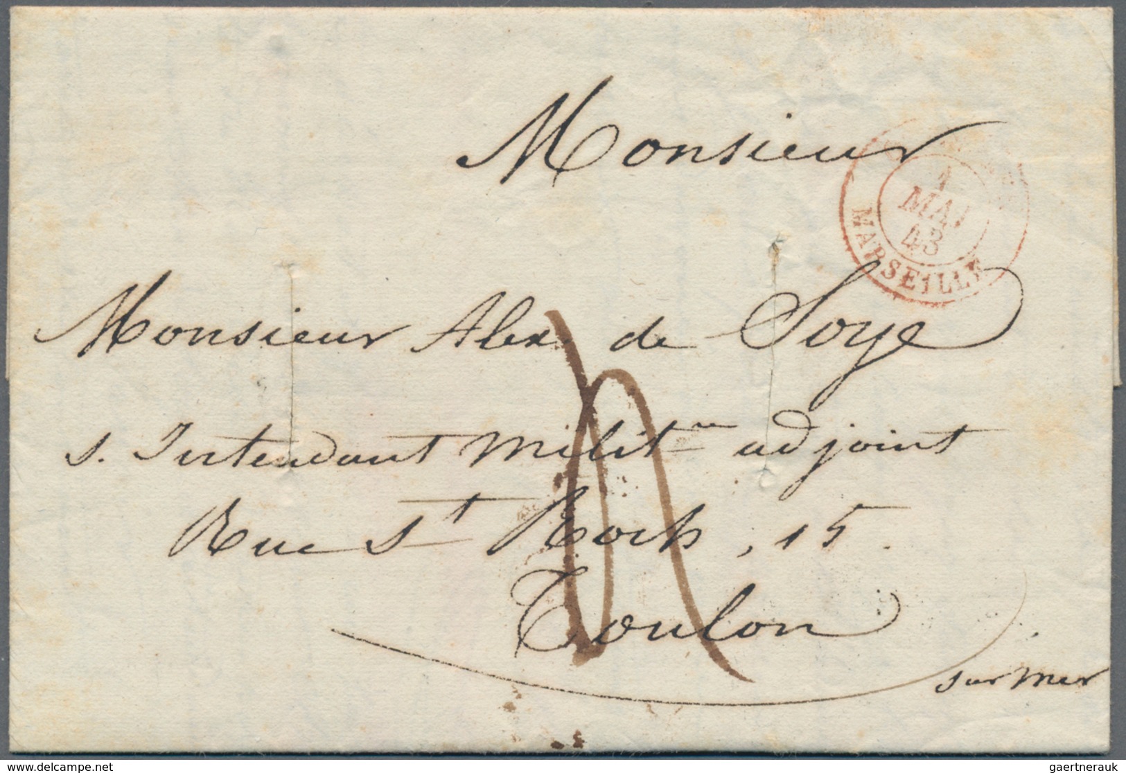 Frankreich - Vorphilatelie: 1843, Folded Letter Written In SMYRNA With Cholera Desinfecting Slots Ad - 1792-1815: Départements Conquis