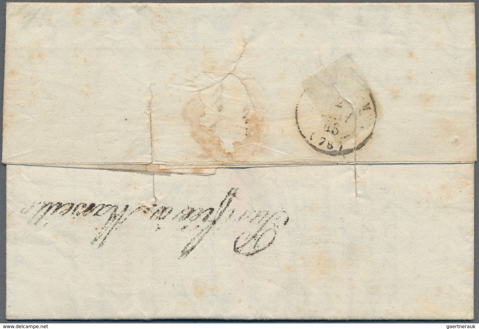 Frankreich - Vorphilatelie: 1843, Folded Letter Written In SMYRNA With Cholera Desinfecting Slots Ad - 1792-1815: Départements Conquis