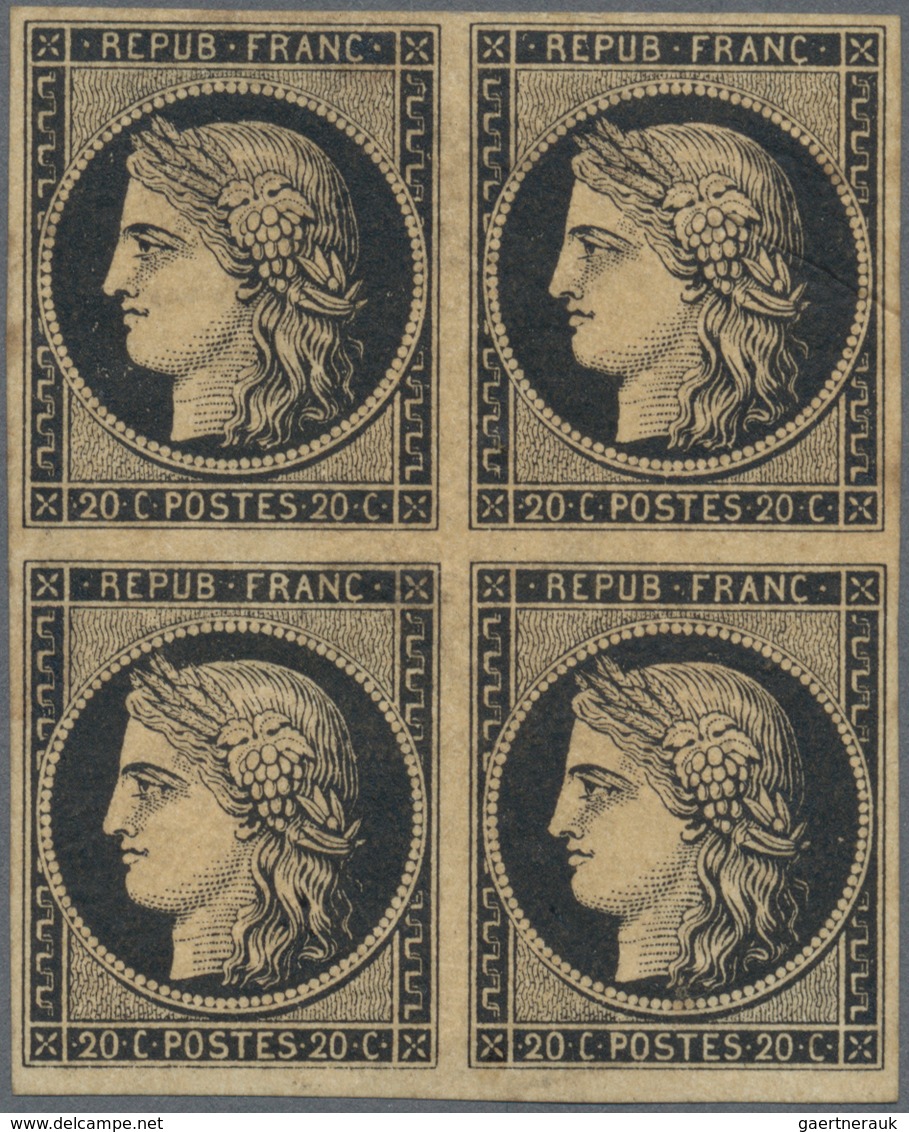Frankreich: 1849, Ceres 20c. Black On Chamois, Black Of Four Of Deep Intense Colour And Full Margins - Other & Unclassified