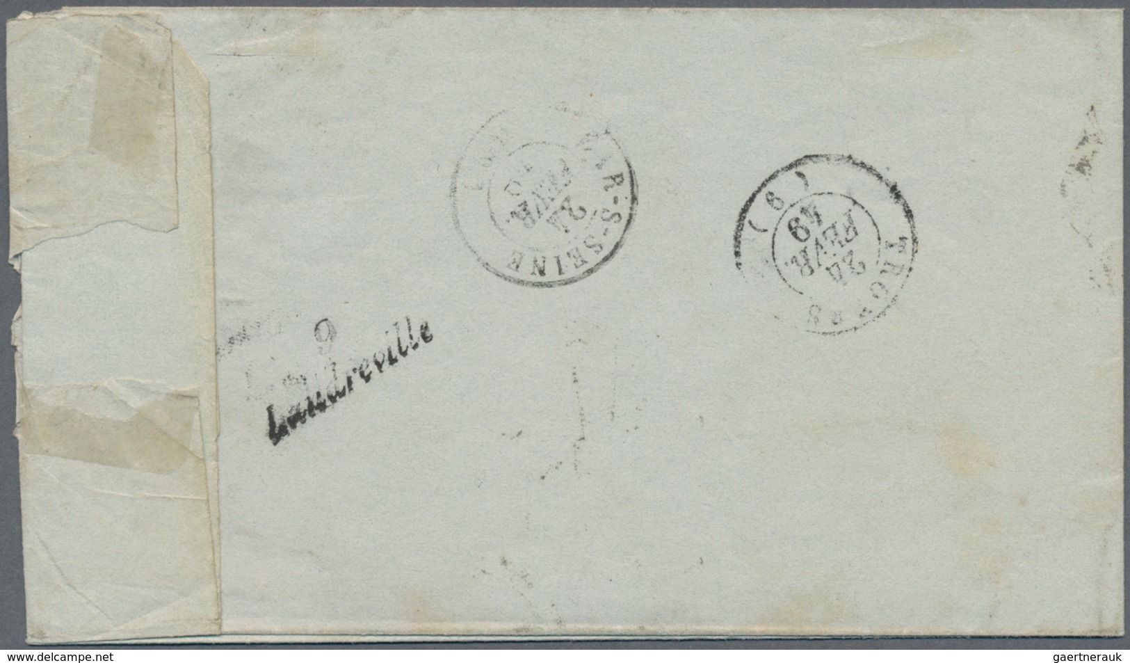 Frankreich: 1849, 1st ISSUE WITH CURSIVE STRAIGHT LINE OBLITERATION: 20c. Black On Lettersheet From - Other & Unclassified