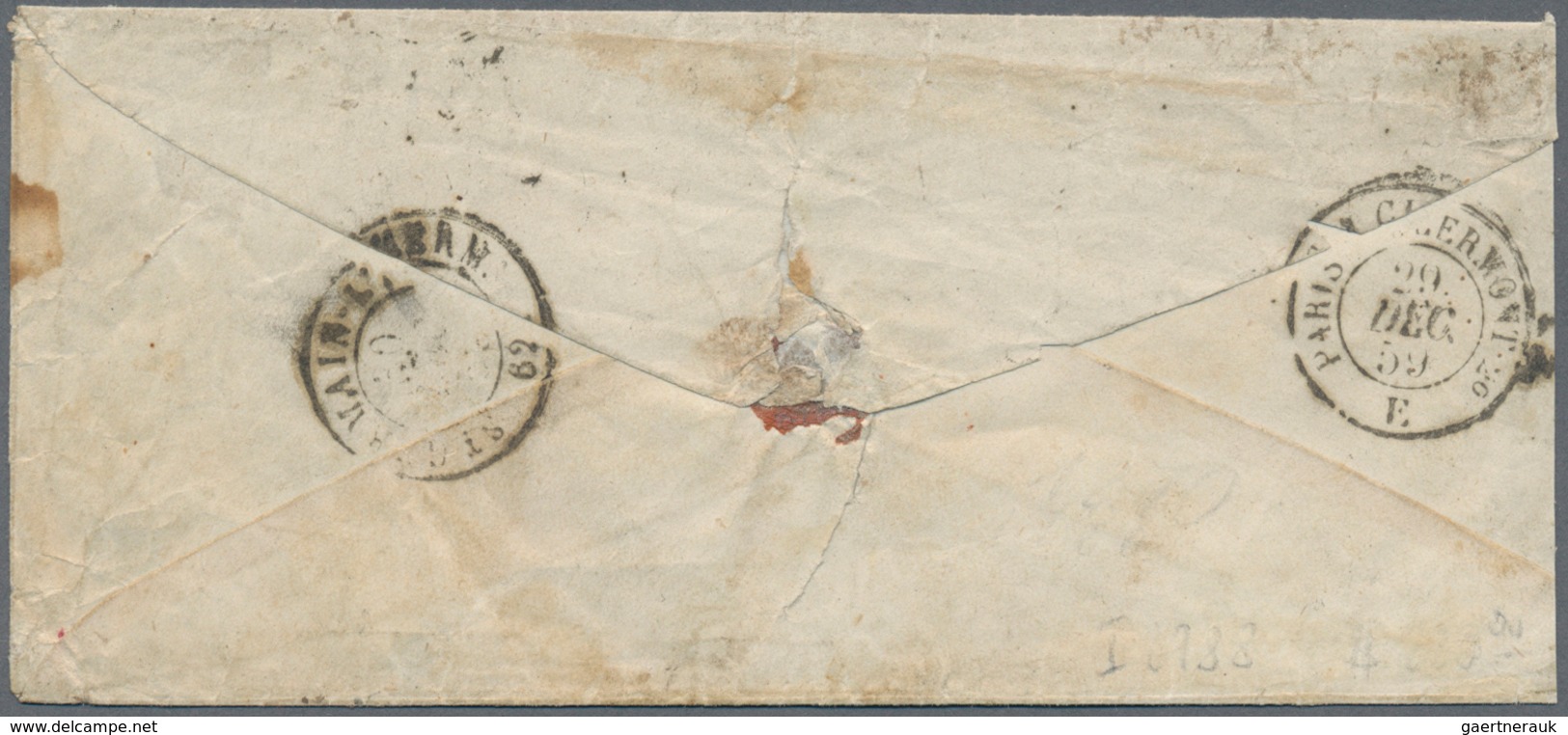 Frankreich: 1859, 20 C Blue Napoleon Single Franking On Ambossing Cover With Flower Ornaments From L - Other & Unclassified