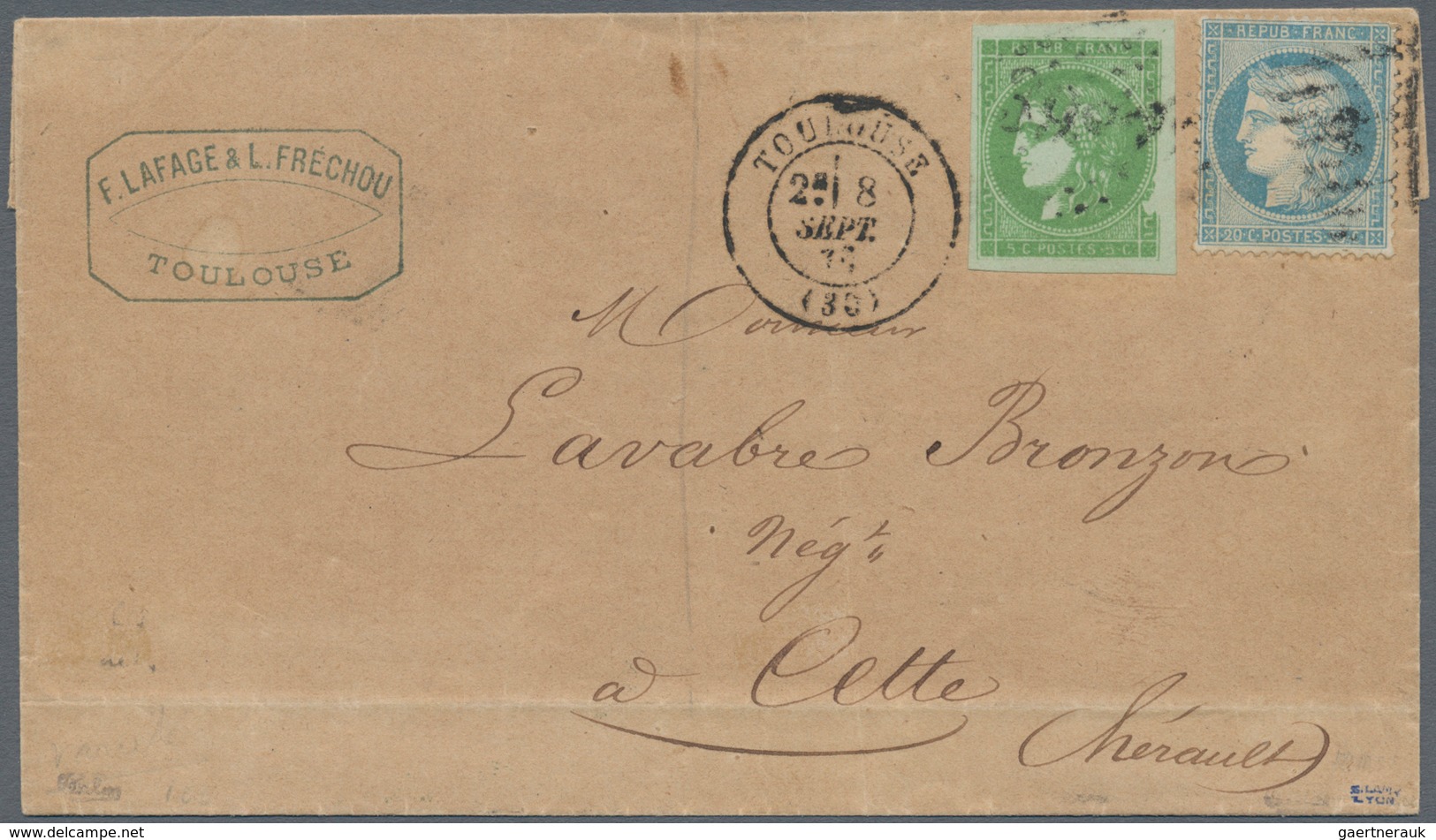 Frankreich: 1871, 5 C Yellow Green On Greenish, Report 2, Type II, "LARGE RETOUCH" Plate Variety, To - Sonstige & Ohne Zuordnung
