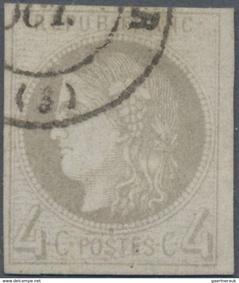 Frankreich: 1870, Bordeaux Issue, 2c. Grey, Report 1, Fresh Colour And Full Margins All Around, Neat - Sonstige & Ohne Zuordnung