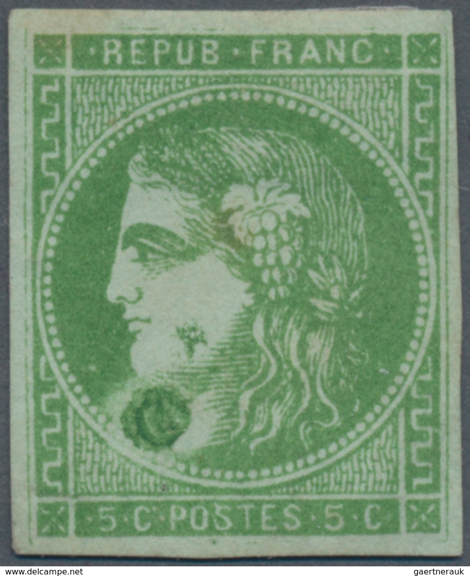 Frankreich: 1870, Bordeaux Issue 5c. Green, Report 2, Bright Colour And Full Margins All Around, Sho - Other & Unclassified