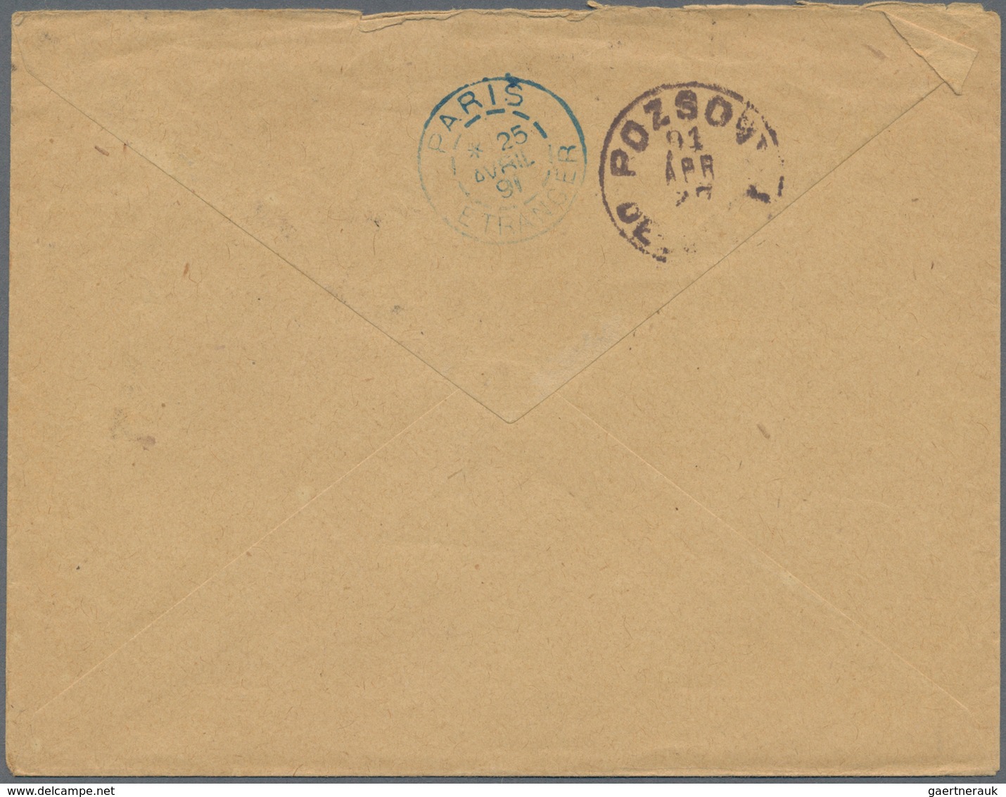 Frankreich: 1891, 25 C Blue Ceres Single Franking On Letter From AMIENS To Hungary, Very Late Using - Other & Unclassified