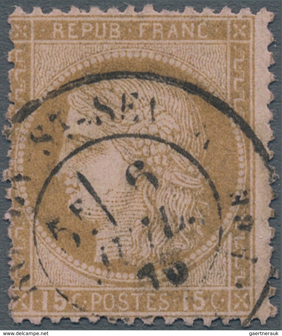 Frankreich: 1876 COLOUR ERROR 15c. Brown On Rose, Used And Cancelled By "(Rouen-St. Sever?)/6 July 7 - Sonstige & Ohne Zuordnung