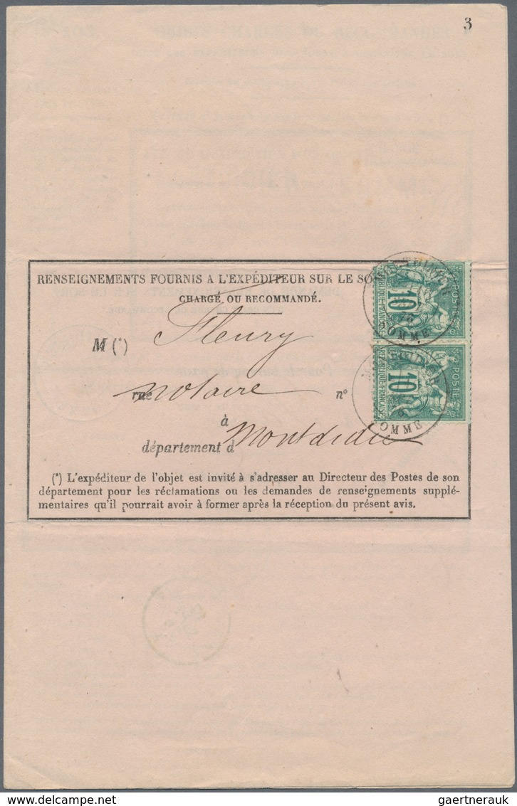 Frankreich: 1876, Sage 10c. Green Horizontal Pair (one Stamp Faults) Oblit. "MONTDIDIER 16 SEP 76" O - Andere & Zonder Classificatie