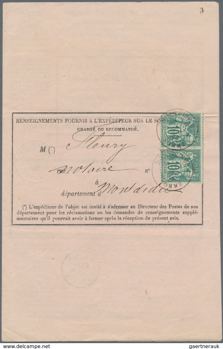 Frankreich: 1876, Sage 10c. Green Horizontal Pair (one Stamp Faults) Oblit. "MONTDIDIER 16 SEP 76" O - Other & Unclassified