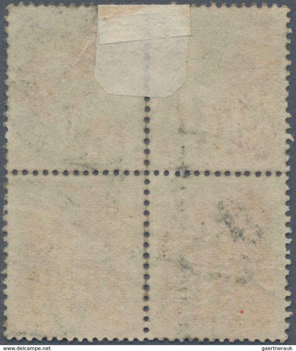 Frankreich: 1877, 5 Fr Allegorie Block Of Four With Double Circle Cancel, One Stamp Defect, Rare Ite - Andere & Zonder Classificatie