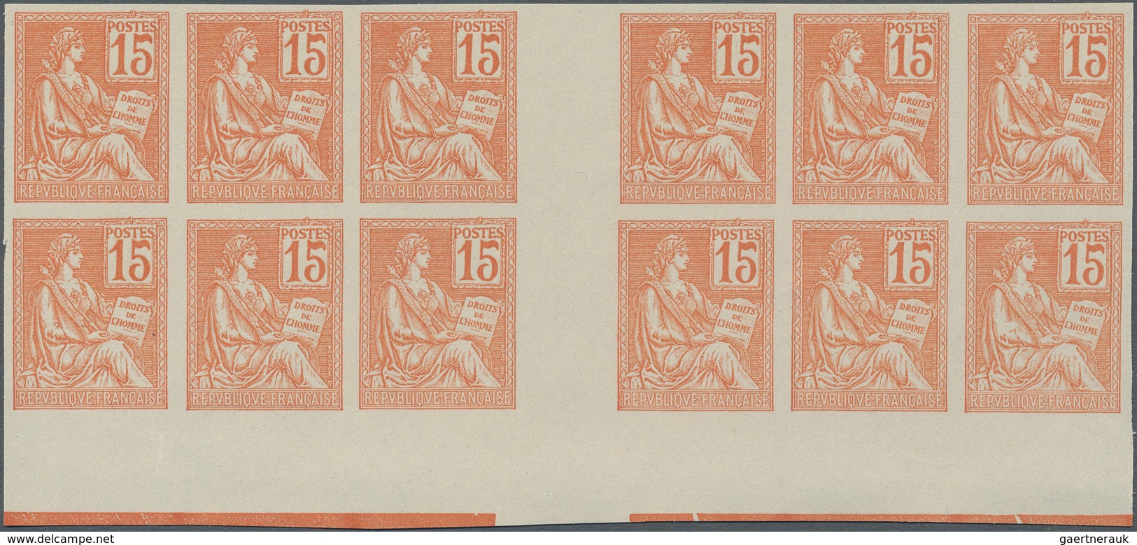 Frankreich: 1900, Mouchon 15c. Orange, Essay In Issued Colour And Design On Ungummed Paper, Bottom M - Sonstige & Ohne Zuordnung