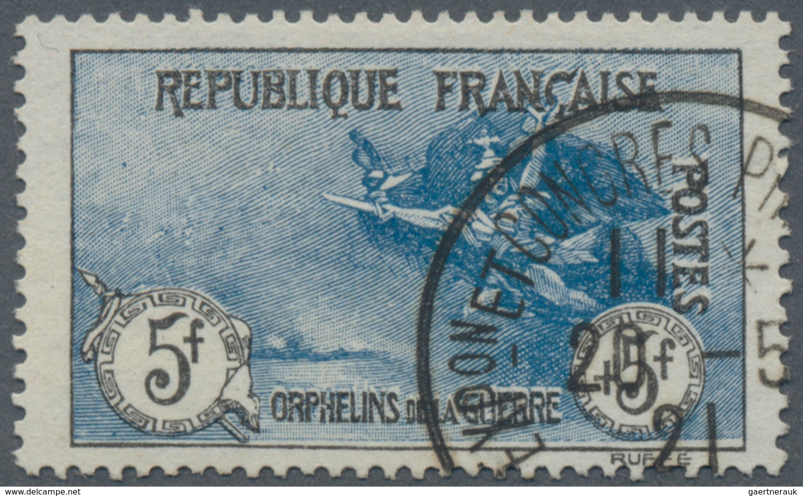 Frankreich: 1917. "Orphelins 5fr+5fr", Used Single Stamp, Fine Copy. (Maury 155) - Sonstige & Ohne Zuordnung