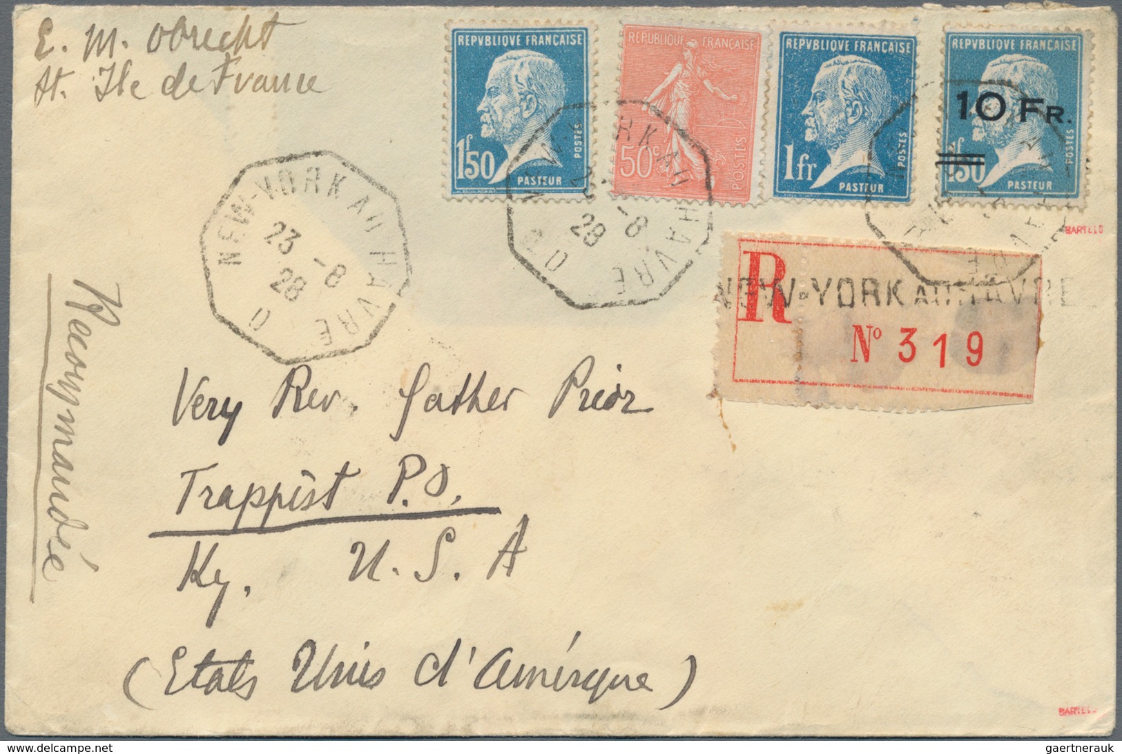 Frankreich: 1928, ILE DE FRANCE 10fr. On 1.50fr. Blue In Combination With 50c.+1fr.+1.50fr. On Regis - Sonstige & Ohne Zuordnung