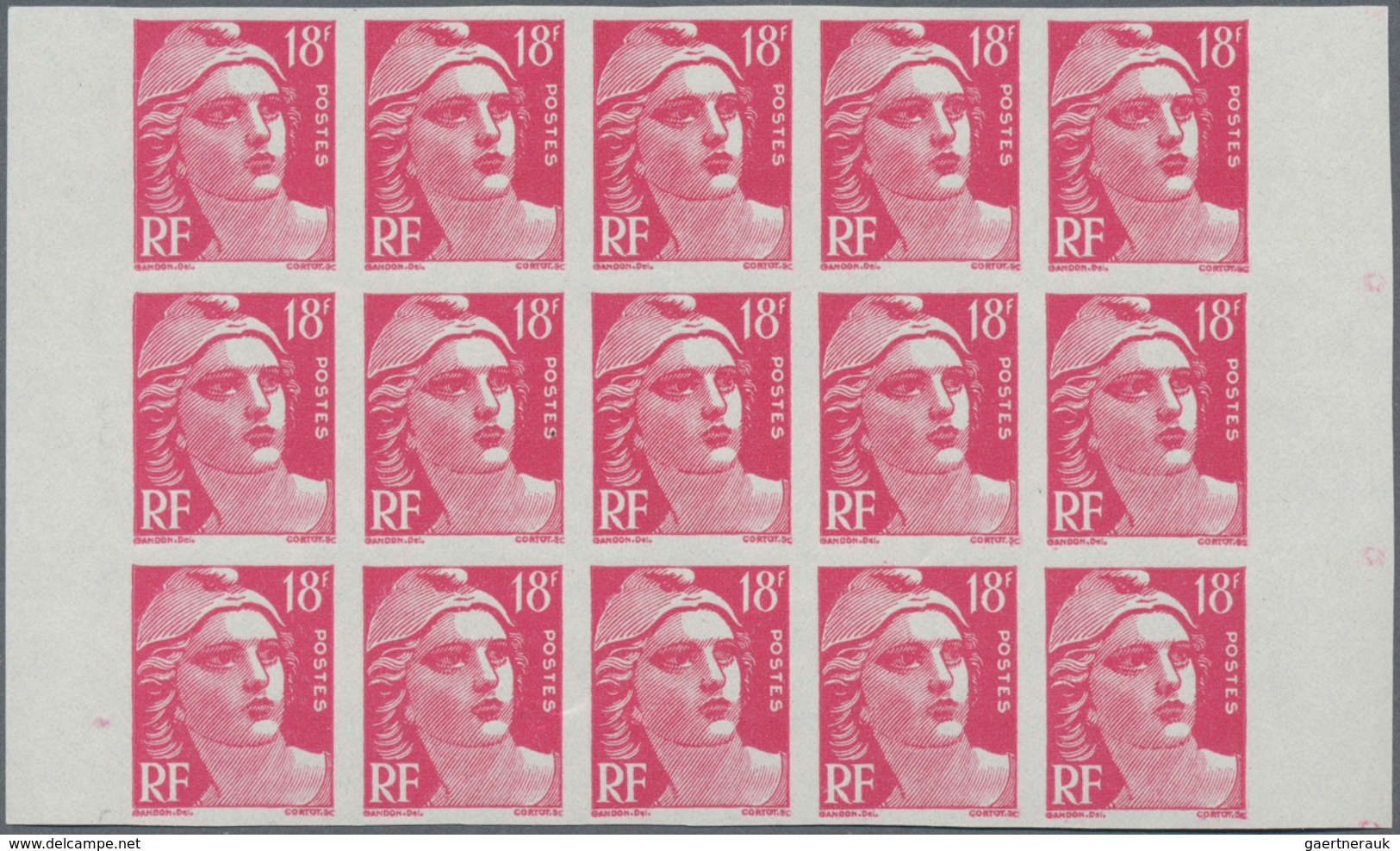 Frankreich: 1951, Definitive Issue Marianne (Gandon)‘ Complete Set Of Five In IMPERFORATE Blocks Of - Sonstige & Ohne Zuordnung