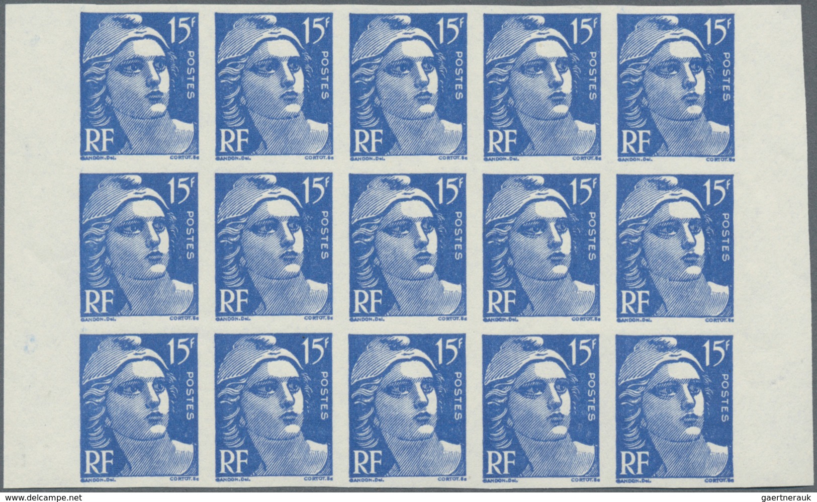 Frankreich: 1951, Definitive Issue Marianne (Gandon)‘ Complete Set Of Five In IMPERFORATE Blocks Of - Sonstige & Ohne Zuordnung