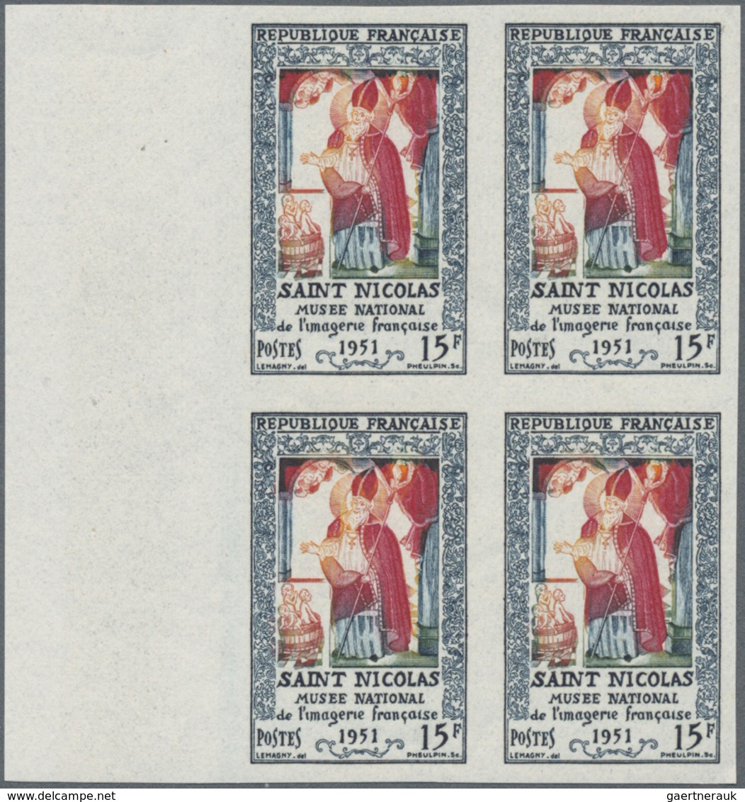 Frankreich: 1951, Museum In Epinal 15fr. (St. Nicolas) IMPERFORATE Block Of Four From Left Margin, M - Andere & Zonder Classificatie