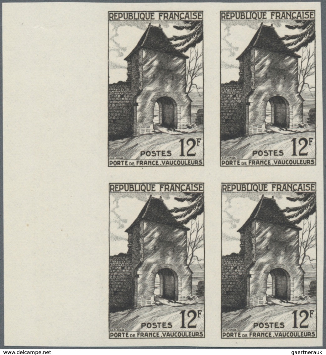 Frankreich: 1952, Porte De France In Vaucouleurs 12fr. Blackish-brown IMPERFORATE Block Of Four From - Other & Unclassified