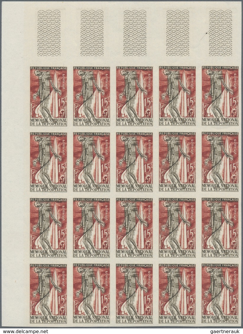 Frankreich: 1956, Concentration Camp Natzwiller-Struthof 15fr. IMPERFORATE Block Of 20 From Upper Le - Andere & Zonder Classificatie