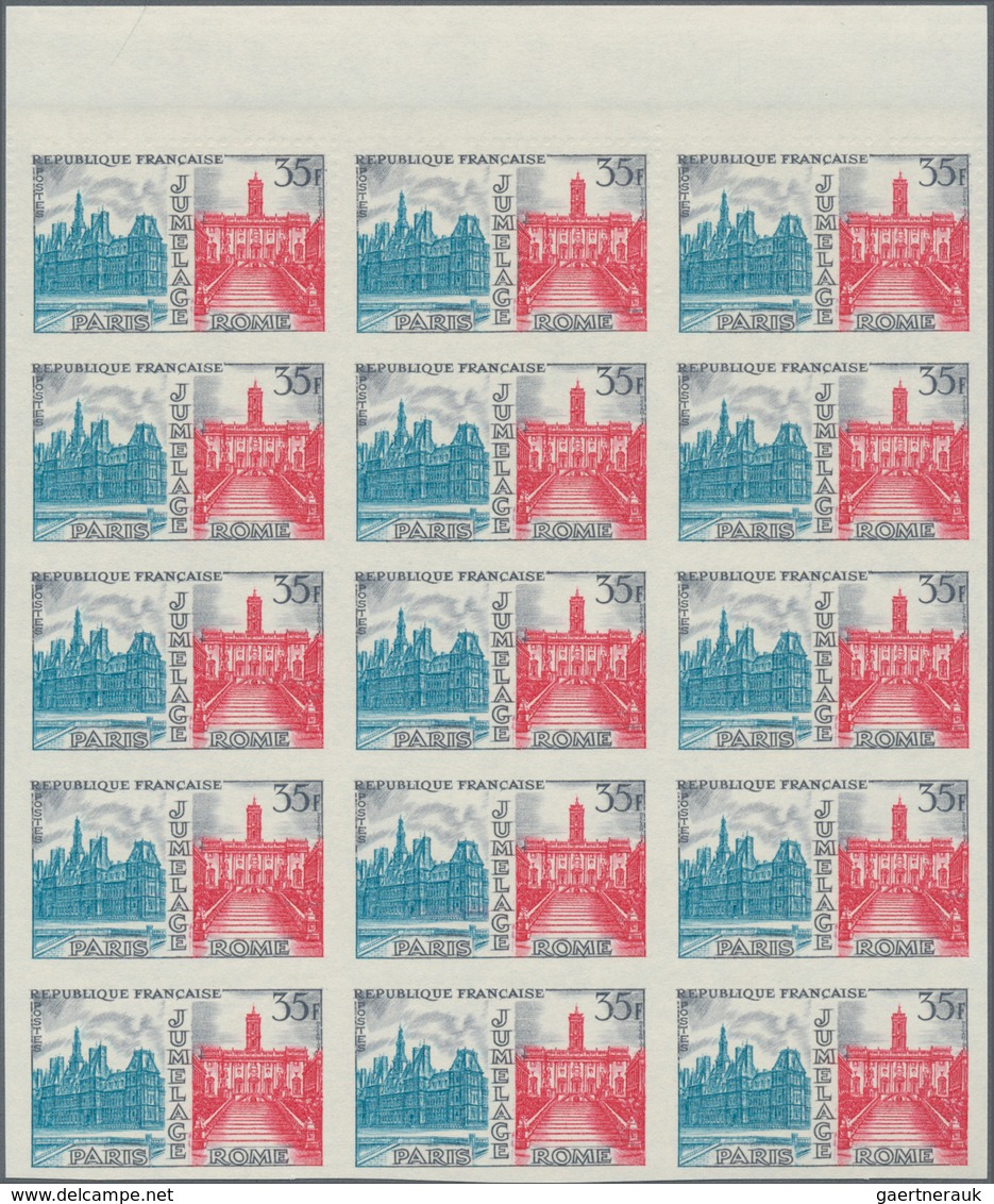 Frankreich: 1958, Friendship Between Paris And Rome 35fr. IMPERFORATE Block Of 15 From Upper Margin, - Sonstige & Ohne Zuordnung