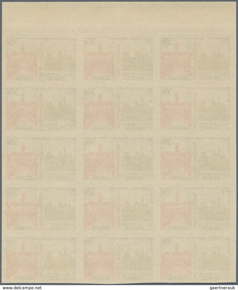 Frankreich: 1958, Friendship Between Paris And Rome 35fr. IMPERFORATE Block Of 15 From Upper Margin, - Andere & Zonder Classificatie