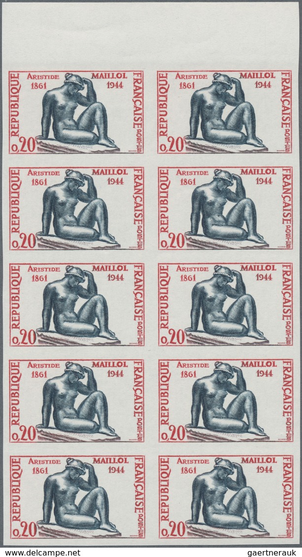 Frankreich: 1961, 100th Birthday Of Aristide Maillol 0.20fr. IMPERFORATE Block Of Ten From Upper Mar - Sonstige & Ohne Zuordnung