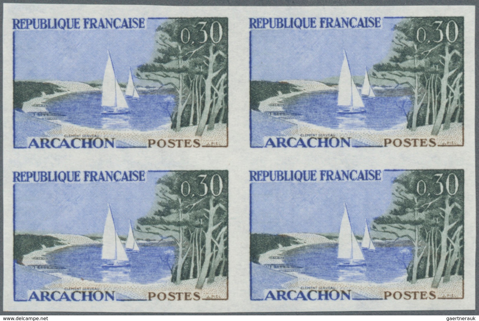 Frankreich: 1961/1962, Landscapes complete set of eight 0.15fr. Saint-Paul, 0.30fr. Arcachon, 0.45fr