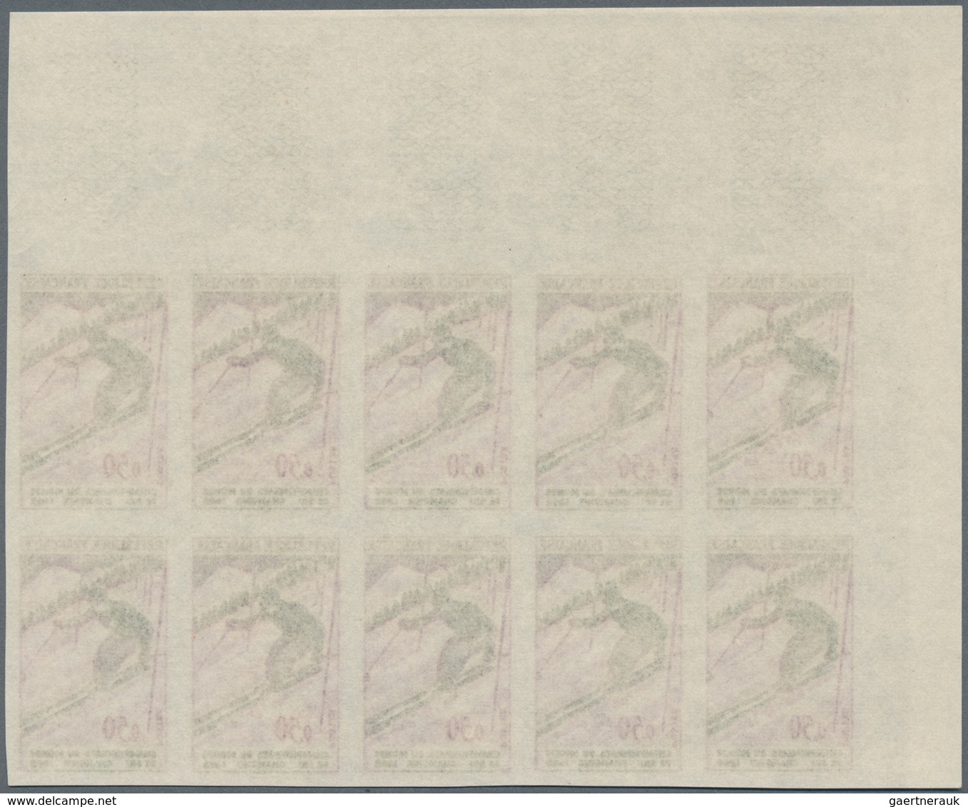 Frankreich: 1962, World Ski Championships In Chamonix Set Of Two In IMPERFORATE Blocks Of Ten From U - Andere & Zonder Classificatie
