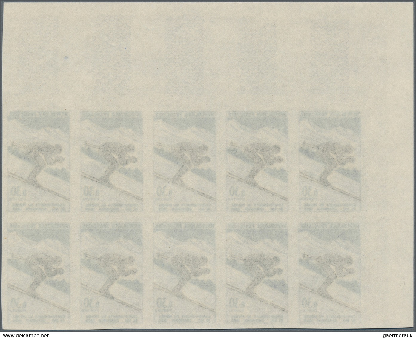 Frankreich: 1962, World Ski Championships In Chamonix Set Of Two In IMPERFORATE Blocks Of Ten From U - Sonstige & Ohne Zuordnung