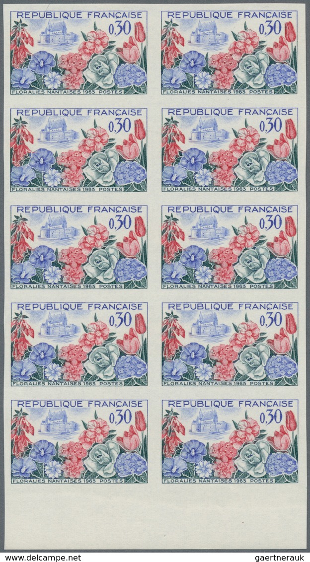 Frankreich: 1963, Flower Exposition Nantes 0.30fr. IMPERFORATE Block Of Ten From Lower Margin, Mint - Sonstige & Ohne Zuordnung