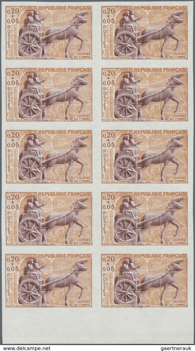 Frankreich: 1963, Stamp Day 0.20+0.05fr. IMPERFORATE Block Of Ten From Lower Margin, Mint Never Hing - Sonstige & Ohne Zuordnung
