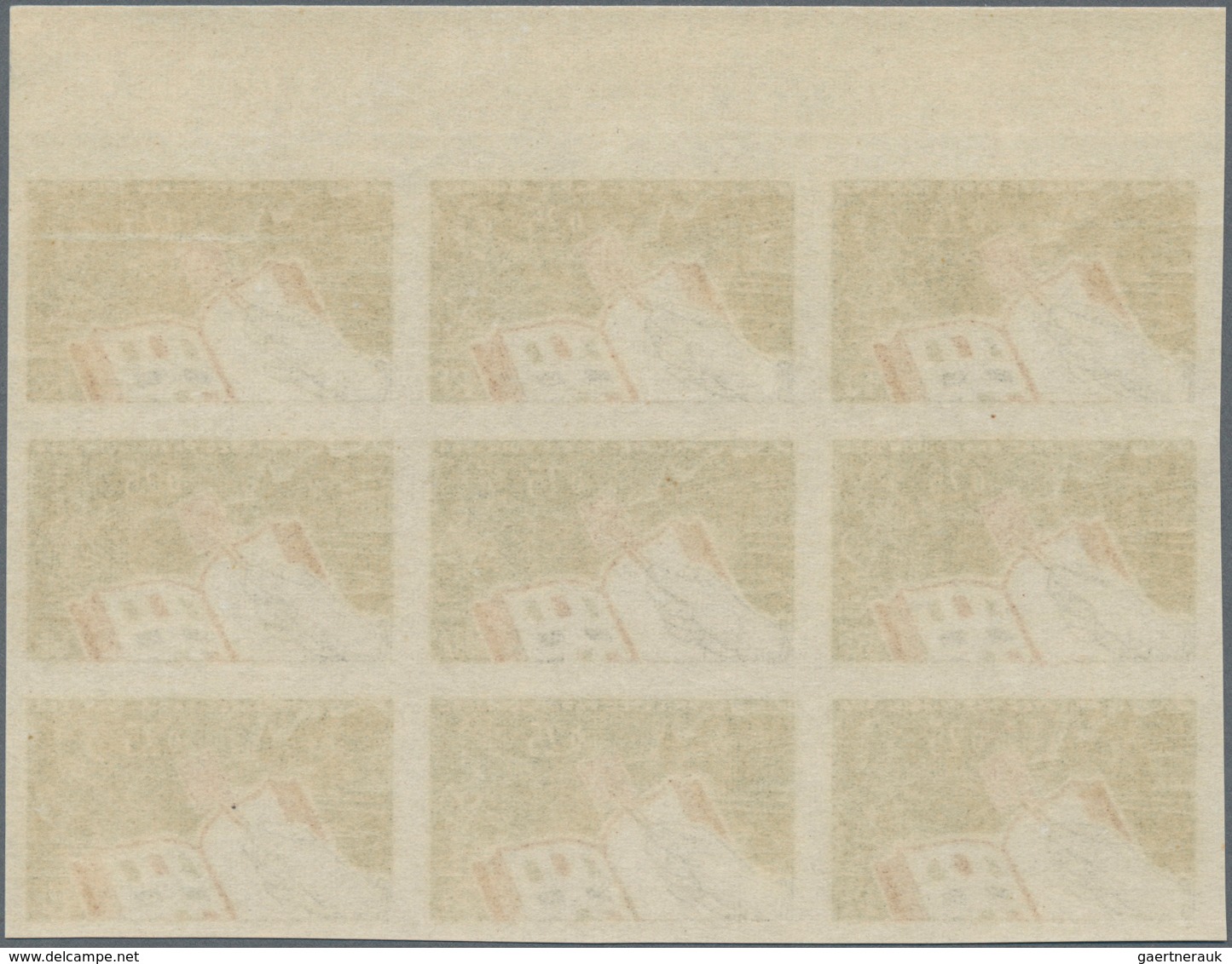 Frankreich: 1963, Philatec Exhibition Paris 0.25fr. IMPERFORATE Block Of Nine From Upper Margin, Min - Sonstige & Ohne Zuordnung