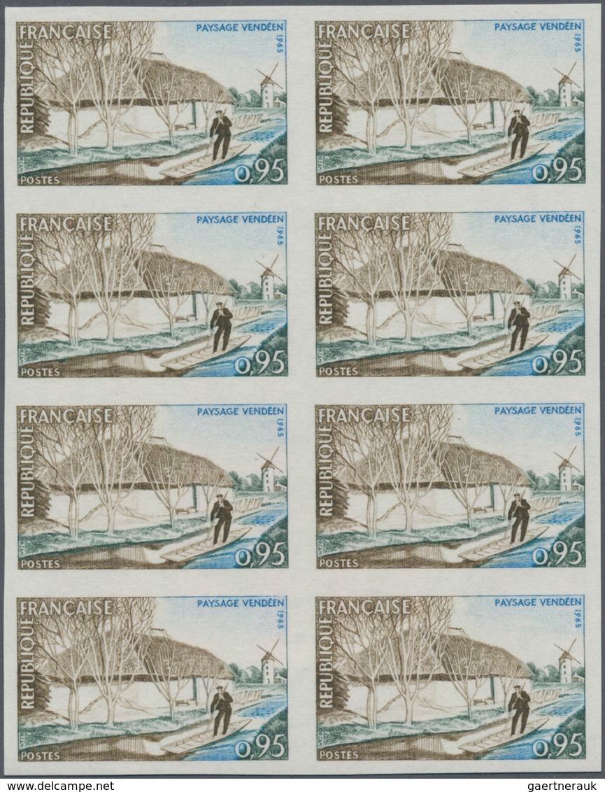 Frankreich: 1965, Tourism complete set of seven 0.40fr. Ronchamp church, 0.50fr. Moustiers-Sainte-Ma