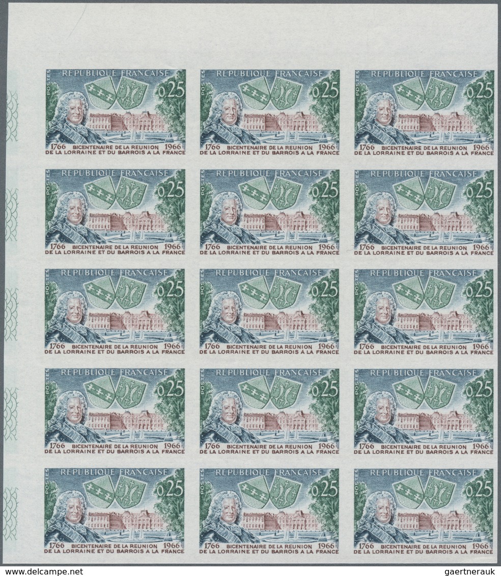 Frankreich: 1966, 200 Years Lorraine At France 0.25fr. IMPERFORATE Block Of 15 From Upper Left Corne - Sonstige & Ohne Zuordnung